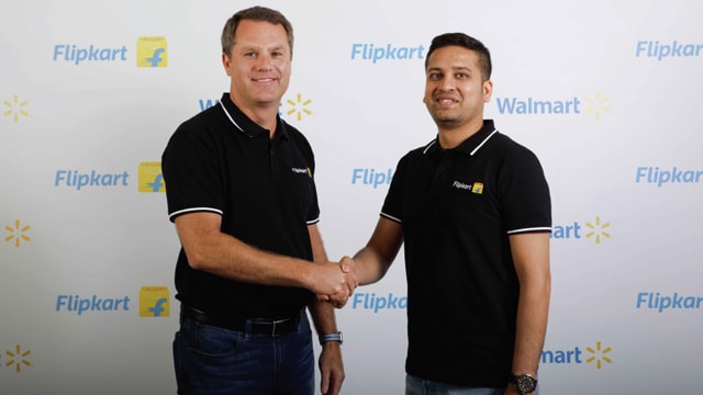 Doug McMillon (Walmart) with Binny Bansal (Flipkart)
