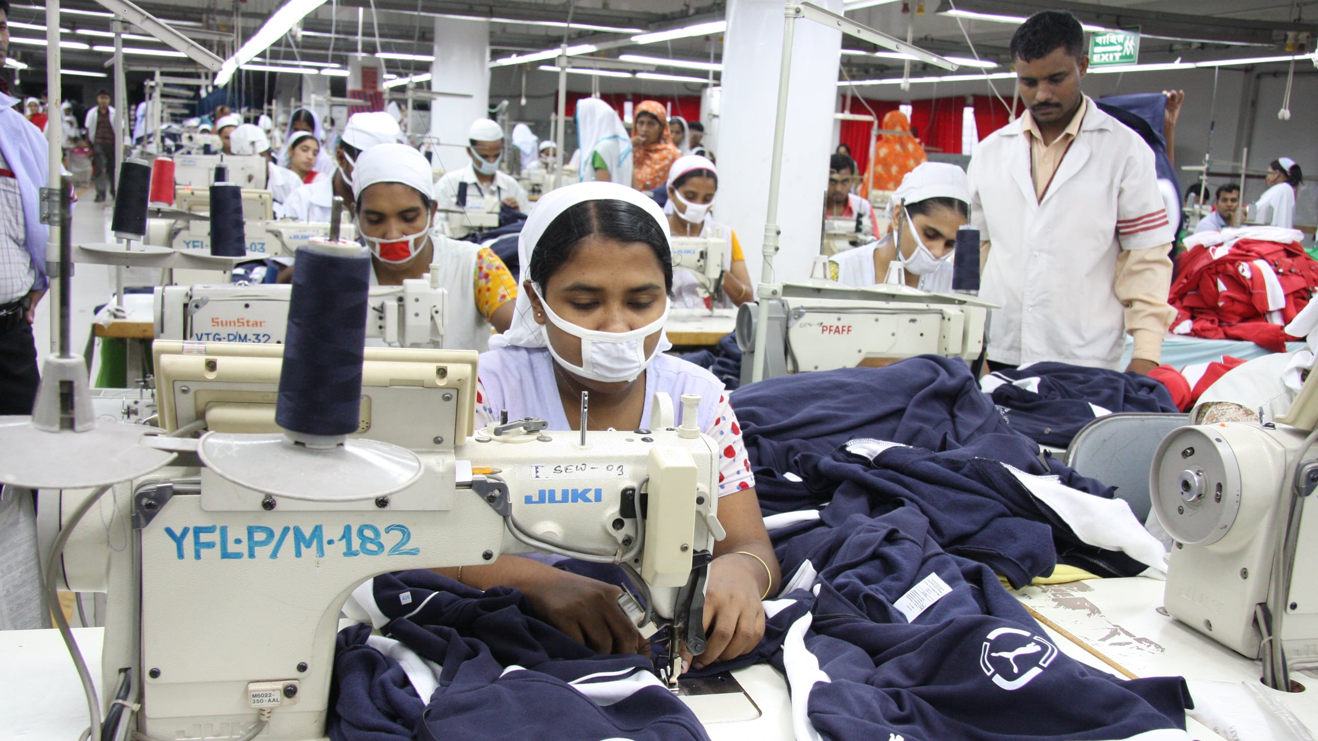 A worker at a readymade garment factory in Bangladesh
