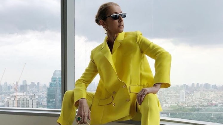 Celine Dion in a Maison Rabih Kayrouz piece