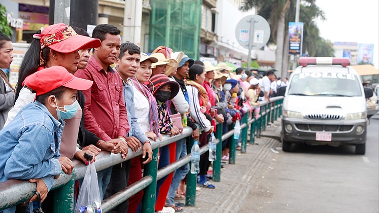 Cambodian garment workers on strike